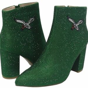 NEW Women's 9 Cuceshoes Kelly Green Philadelphia Eagles Crystal Heel Booties